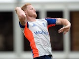 Ben Stokes in action during an England nets session on July 14, 2015