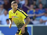 Jose Holebas of Watford in action during the Pre Season Friendly match between AFC Wimbledon and Watford at The Cherry Red Records Stadium on July 11, 2015