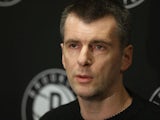 Brooklyn Nets owner Mikhail Prokhorov addresses the media regarding the firing of Avery Johnson at halftime of the game between the Nets and the Charlotte Bobcats at the Barclays Center on December 28, 2012