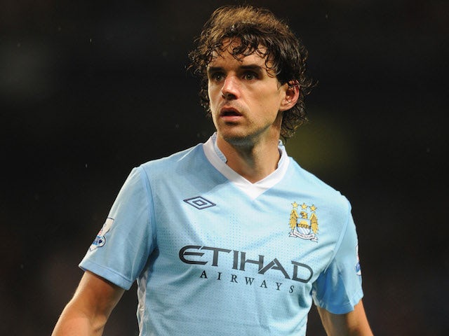 Owen Hargreaves of Manchester City in action during the Carling Cup Third Round match between Manchester City and Birmingham City at the Etihad Stadium on September 21, 2011