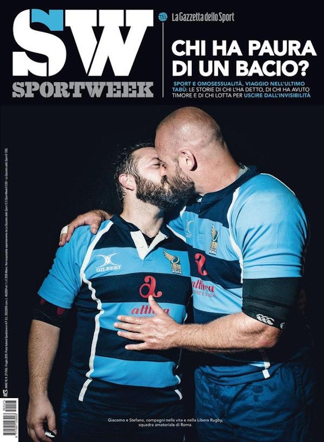 Sportweek's controversial gay rugby kiss cover (640-wide)