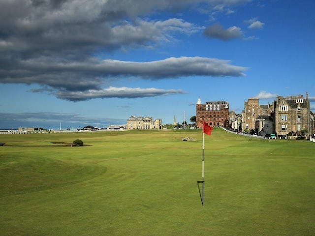 The green on the 495 yards par 4, 17th hole 'Road' with the 357 yards par 4, 18th hole 'Tom Morris' behind on the Old Course at St Andrews venue for The Open Championship in 2015, on July 29, 2014 in St Andrews, Scotland