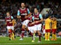 James Tomkins of West Ham celebrates after his goal during the UEFA Europa League second qualifying round (first leg) match between West Ham and FC Birkirkara at the Boleyn Ground on July 16, 2015
