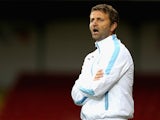 Tim Sherwood, the Aston Villa manager, looks on during the pre season friendly match between Swindon Town and Aston Villa at the County Ground on July 21, 2015