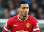 Chris Smalling of Manchester United in action during the Barclays Premier League match between Manchester United and Hull City at Old Trafford on November 29, 2014
