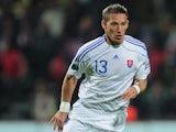 Filip Holosko of Slovakia in action during the EURO 2012, Group B qualifier between Slovakia and Russia at the MSK Zilina stadium on October 7, 2011