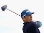 Gregory Havret of France hits his tee shot on the first hole during the final round of the Aberdeen Asset Management Scottish Open at Gullane Golf Club on July 12, 2015