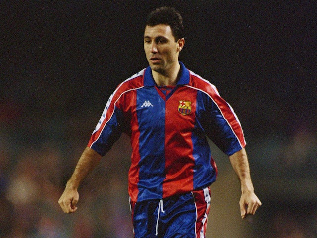 Bulgarian striker Hristo Stoichkov playing for the Spanish club FC Barcelona, dated 1995