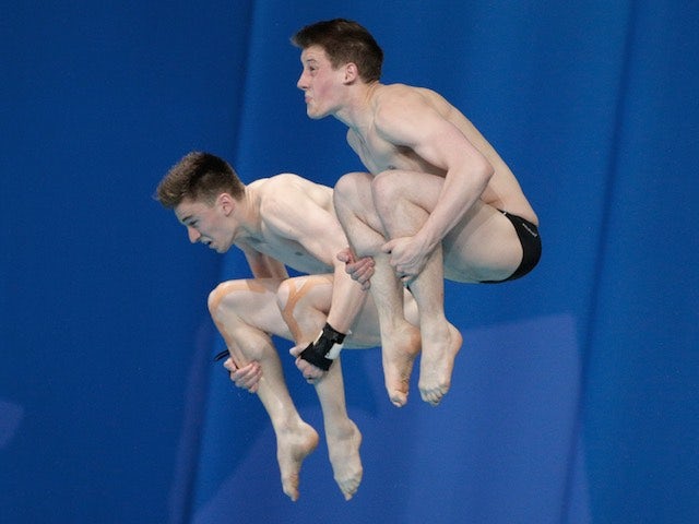 Team GB's James Denny and Matty Lee during the men's 10m synchro final at the World Aquatics Championships on July 26, 2015
