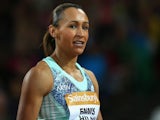 Jessica Ennis-Hill of Great Britain looks on after finishing 5th in the Womens 100m Hurdles during day one of the Sainsbury's Anniversary Games at The Stadium - Queen Elizabeth Olympic Park on July 24, 2015