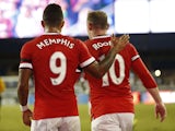 Memphis Depay and Wayne Rooney of Manchester United during an International Champions Cup game in San Jose on July 21, 2015