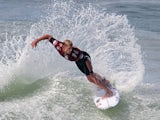 Australian surfer Mick Fanning competes against Hawaiian Dusty Payne during round 3 of the League of Surfing Professionals' Men's 2015 WSL World Championship Tour at Barra da Tijuca beach, in Rio de Janeiro, Brazil, on May 15, 2015
