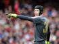 Petr Cech of Arsenal shouts instructions during the Emirates Cup match between Arsenal and VfL Wolfsburg at the Emirates Stadium on July 26, 2015