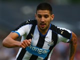 Aleksandar Mitrovic of Newcastle United in action during the pre season friendly match between York City and Newcastle United at Bootham Crescent on July 29, 2015 