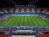 General view of Vicente Calderon Stadium pitch and grandstands prior to start of the La Liga match between Club Atletico de Madrid and Real Betis Balompie on October 27, 2013