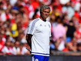 Head coach Jose Mourinho of Chelsea looks on during the FA Community Shield match between Chelsea and Arsenal at Wembley Stadium on August 2, 2015
