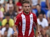 Ciro Immobile of Sevilla runs with the ball during a Pre Season Friendly match between Sevilla and Alcorcon at Pinatar Arena Stadium on July 19, 2015
