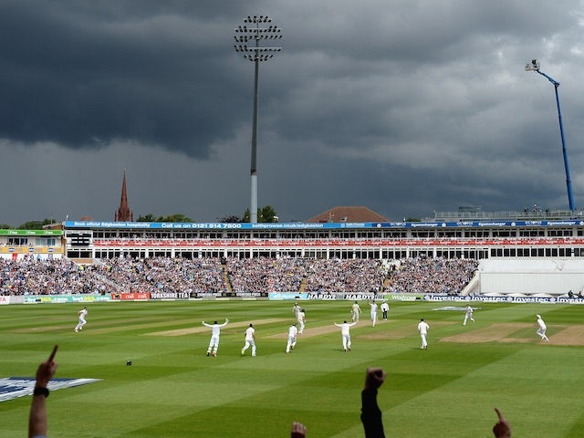 Grey clouds loom ominously above Edgbaston on day one of the Third Test on July 29, 2015