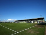 A general view of the ground before the first leg of the Vanarama Football Conference playoff semi-final between Forest Green Rovers and Bristol Rovers at The New Lawn Stadium on April 29, 201