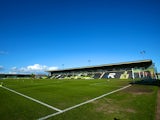 A general view of the ground before the first leg of the Vanarama Football Conference playoff semi-final between Forest Green Rovers and Bristol Rovers at The New Lawn Stadium on April 29, 201