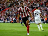 Graziano Pelle of Southampton celebrates after scoring to make it 1-0 during the UEFA Europa League Third Qualifying Round 1st Leg match between Southampton and Vitesse at St Mary's Stadium on July 30, 2015