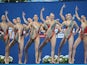 The Russia team compete in the Women's Free Combination Synchronised Swimming Final on day eight of the 16th FINA World Championships at the Kazan Arena on August 1, 2015