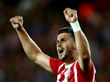 Shane Long of Southampton celebrates after scoring to make it 3-0 during the UEFA Europa League Third Qualifying Round 1st Leg match between Southampton and Vitesse at St Mary's Stadium on July 30, 2015