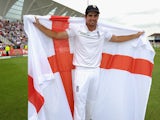 England captain Alastair Cook celebrates after winning the 4th Investec Ashes Test match between England and Australia at Trent Bridge on August 8, 2015