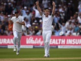 Ben Stokes celebrates taking the wicket of Chris Rogers on day two of the Fourth Test of The Ashes on August 7, 2015