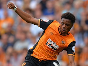 Chuba Akpom of Hull City in action during the Sky Bet Championship match between Hull City and Huddersfield Town at KC Stadium on August 8, 2015