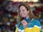 Gold medallist Emily Seebohm of Australia poses during the medal ceremony for the Women's 100m Backstroke Final on day eleven of the 16th FINA World Championships at the Kazan Arena on August 4, 2015