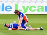 James Anderson undergoes a fitness test during an England nets session on August 4, 2015
