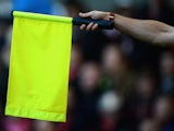 The linesman flags for off-side during the npower Championship match between Nottingham Forest and Bolton Wanderers at City Ground on February 16, 2013