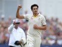 Mitchell Starc celebrates dismissing Joe Root on the second day of the Fourth Test of The Ashes on August 7, 2015