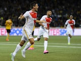 Monaco's Argentinian forward Guido Carillo celebrates the team's second goal during the UEFA Champions League third qualifying round first leg football match between BSC Young Boys and AS Monaco on July 28, 2015