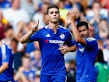 Oscar of Chelsea celebrates scoring his team's first goal uring the Barclays Premier League match between Chelsea and Swansea City at Stamford Bridge on August 8, 2015