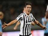 Paulo Dybala of Juventus FC in celebrates a goal during the Italian Super Cup final football match between Juventus and Lazio at Shanghai Stadium on August 8, 2015