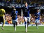 Ross Barkley of Everton celebrates scoring his team's first goal during the Barclays Premier League match between Everton and Watford at Goodison Park on August 8, 2015