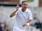 Stuart Broad celebrates dismissing Steven Smith on day two of the Fourth Test of The Ashes on August 7, 2015