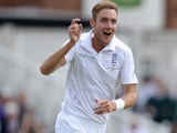 Stuart Broad celebrates dismissing Steven Smith on day two of the Fourth Test of The Ashes on August 7, 2015
