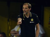 Dortmund's head coach Thomas Tuchel reacts during the UEFA Europa League third qualifying round second leg football match between Borussia Dortmund and Wolfsberger AC on August 6, 2015