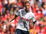 Toby Alderweireld of Tottenham Hotspur in action during the Barclays Premier League match between Manchester United and Tottenham Hotspur at Old Trafford on August 8, 2015