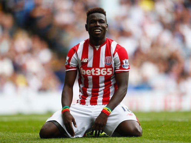 Mame Biram Diouf reacts after missing a chance for Stoke against Spurs on August 15, 2015