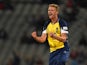  Bears bowler Oliver Hannon-Dalby celebrates after dismissing Essex batsman Ryan ten Doeschate during the NatWest T20 Blast quarter final match between Birmingham Bears and Essex Eagles at Edgbaston on August 13, 2015