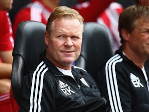 A crippled Ronald Koeman watches his Southampton side take on Everton on August 15, 2015