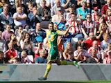 Norwich's Russell Martin celebrates scoring the opener against Sunderland on August 15, 2015