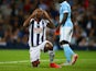 Saido Berahino of West Bromwich Albion reacts during the Barclays Premier League match between West Bromwich Albion and Manchester City at The Hawthorns on August 10, 2015