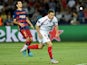 Sevilla's French forward Kevin Gameiro celebrates after scoring a goal during the UEFA Super Cup final football match between FC Barcelona and Sevilla FC in Tbilisi on August 11, 2015