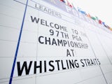 A scoreboard at Whistling Straits ahead of the US PGA Championship on August 10, 2015