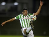 Rio Ave's Egyptian forward Ahmed Hassan kicks the ball during the Portuguese league football match Rio Ave FC vs Sporting Lisbon at the Rio Ave FC stadium in Vila do Conde on February 22, 2014